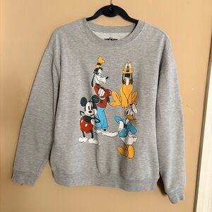 Disney Gray Sweatshirt with Mickey, Goofy, Donald & Pluto Vintage Inspired sz M